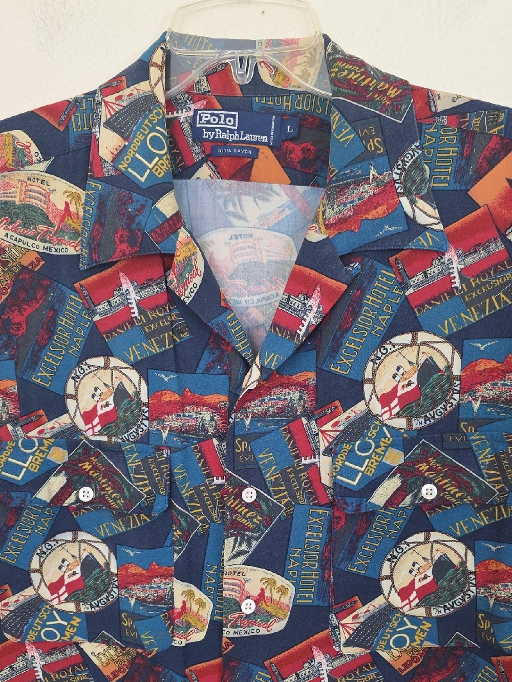 Polo By Ralph Lauren Multicolor Travel Print Ships & Hotels Short Sleeve Shirt L - Picture 2 of 16